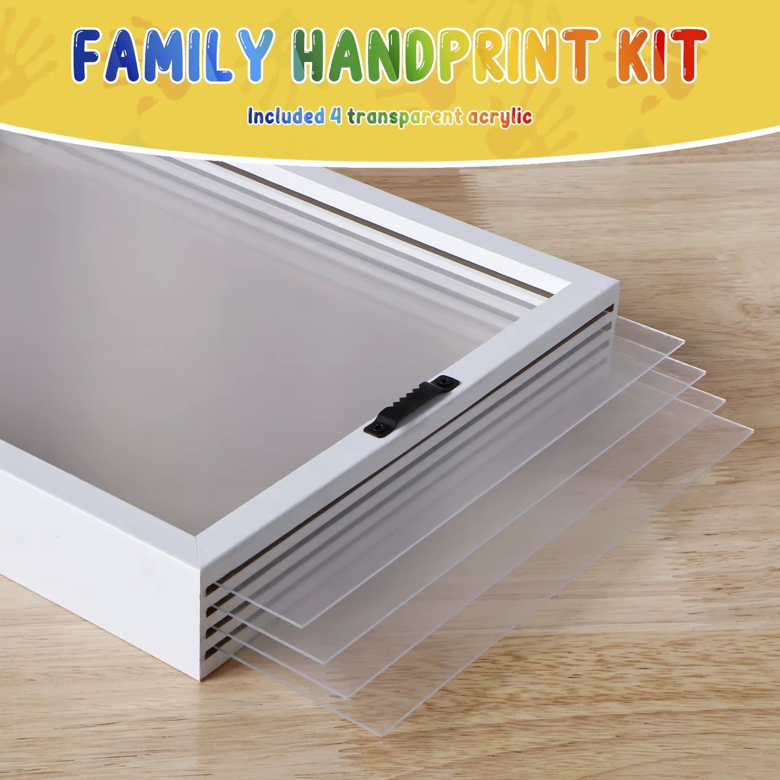 Family Handprint Kit Clear DIY Handmade Keepsake Wooden Frame Newborn Keepsake Baby Handprint and Footprint Kit for Parents